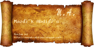 Mazák Abdiás névjegykártya